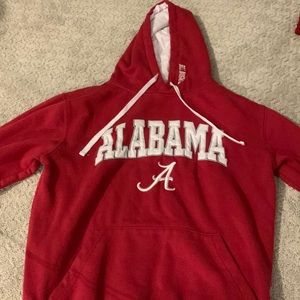 Red Alabama crimson tide hoodie with strings; size tag is on, no defects